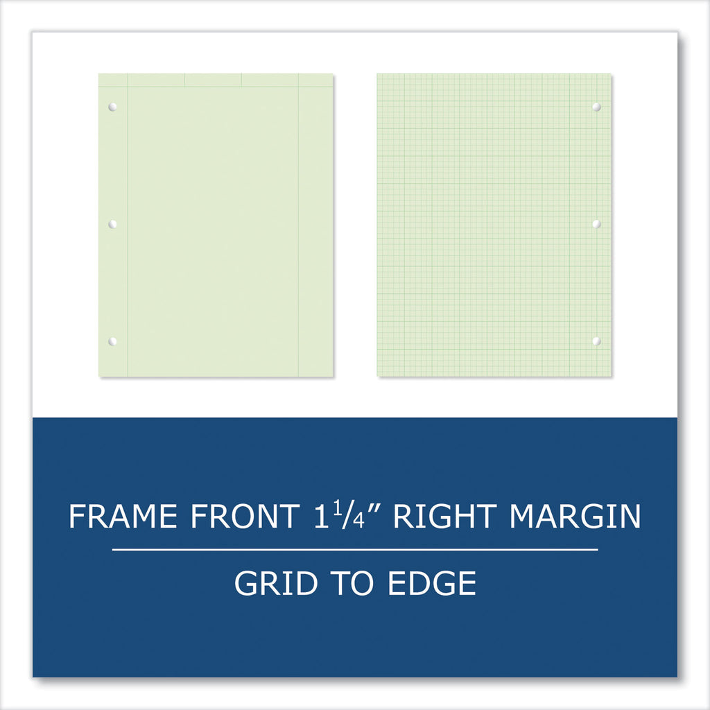 Engineer Pad, (1.25" Margin), Quad Rule (5 sq/in, 1 sq/in), 100 Lt Green 8.5x11 Sheets/Pad, 24/CT, Ships in 4-6 Business Days