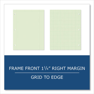 Engineer Pad, (1.25" Margin), Quad Rule (5 sq/in, 1 sq/in), 100 Lt Green 8.5x11 Sheets/Pad, 24/CT, Ships in 4-6 Business Days