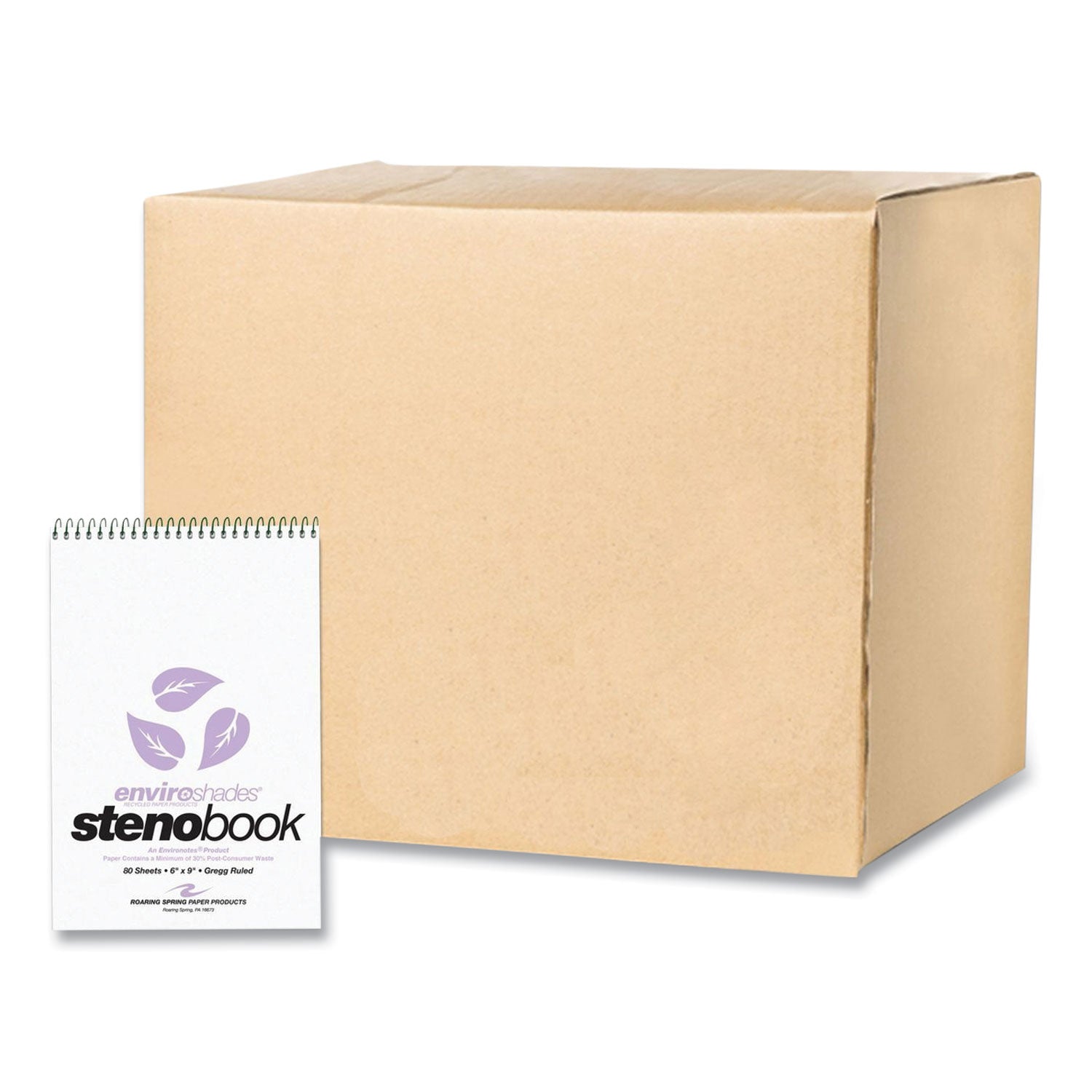 EnviroShades Steno Pad, Gregg Rule, White Cover, 80 Orchid 6 x 9 Sheets, 24 Pads/Carton, Ships in 4-6 Business Days