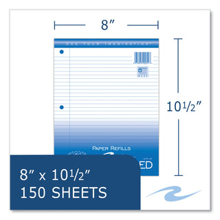 Loose Leaf Paper, 8 x 10.5, 3-Hole Punched, College Rule, White, 150 Sheets/Pack, 24 Packs/Carton, Ships in 4-6 Business Days