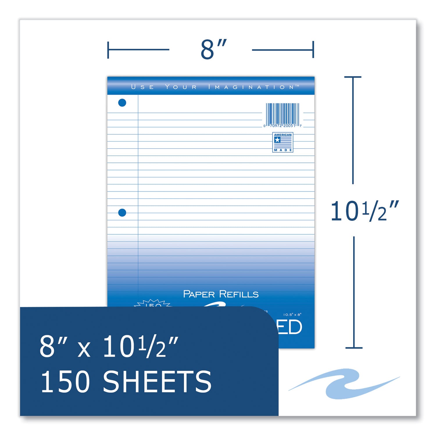Loose Leaf Paper, 8 x 10.5, 3-Hole Punched, College Rule, White, 150 Sheets/Pack, 24 Packs/Carton, Ships in 4-6 Business Days