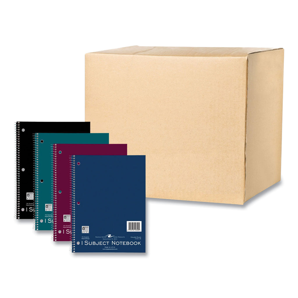 Subject Wirebound Notebook, 1-Subject, Medium/College Rule, Asst Cover, (70) 10.5 x 8 Sheets, 24/CT, Ships in 4-6 Bus Days