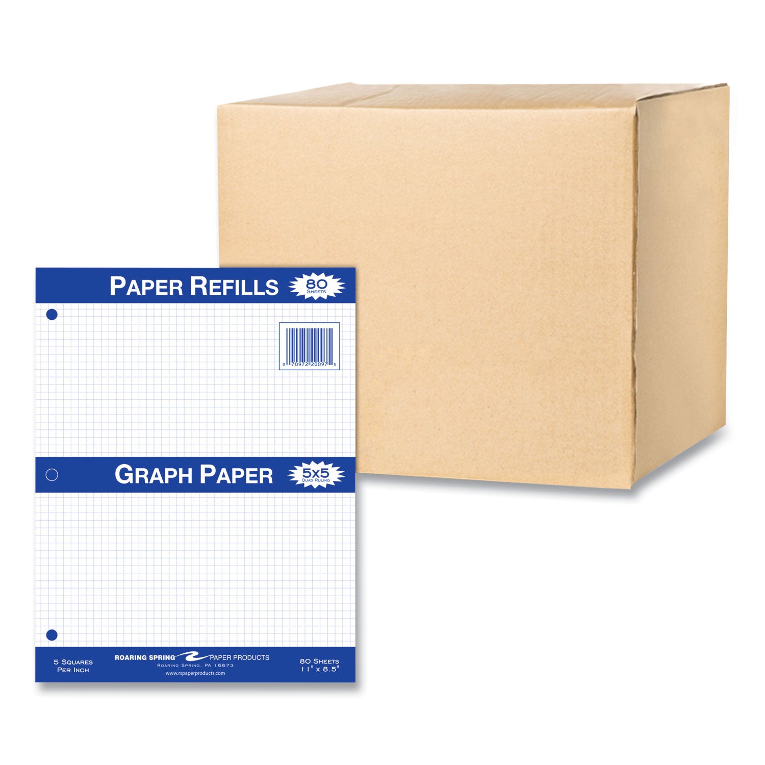 graph-filler-paper-3-hole-85-x-11-quadrille-5-sq-in-80-sheets-pack-24-packs-carton-ships-in-4-6-business-days_roa20097cs - 1