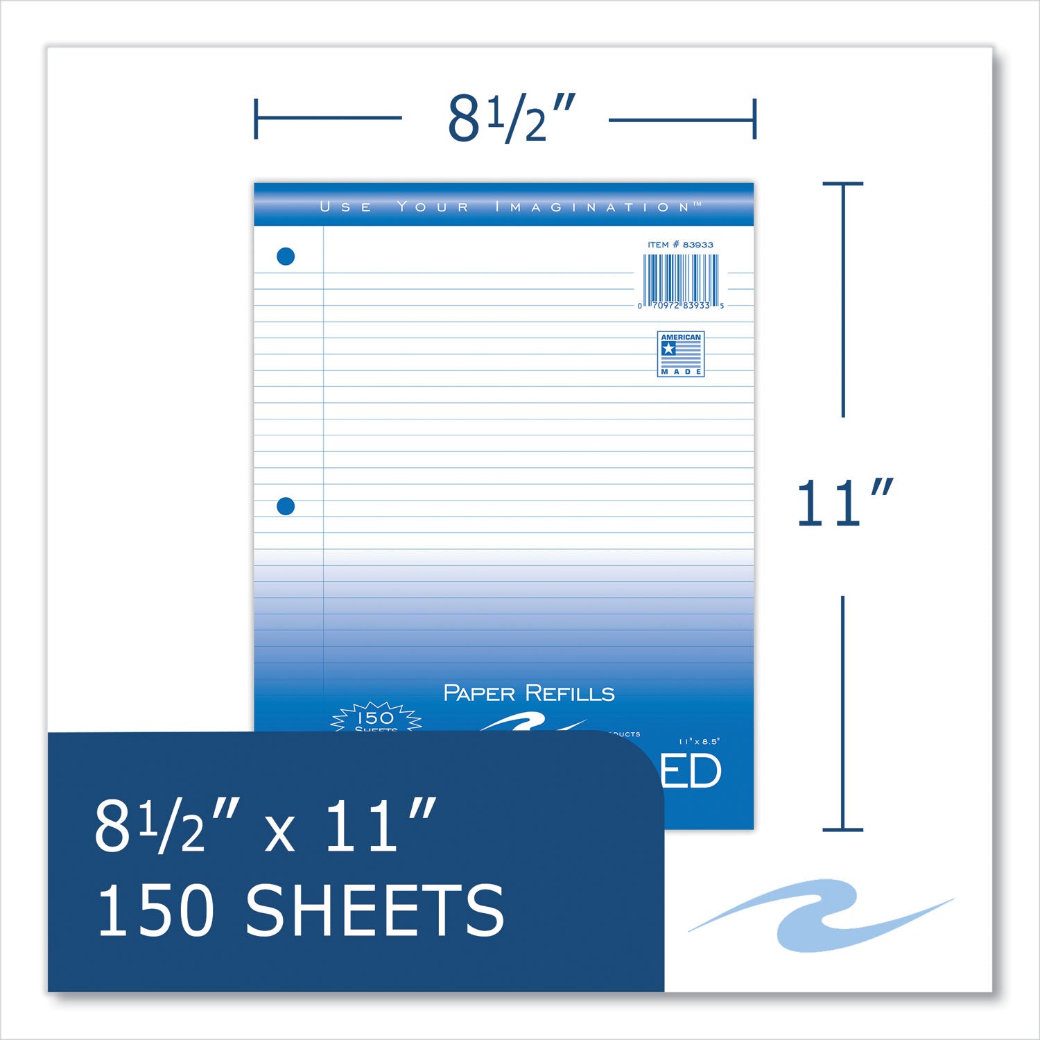 Loose Leaf Paper, 8.5 x 11, 3-Hole Punched, College Rule, White, 150 Sheets/Pack, 24 Packs/Carton, Ships in 4-6 Business Days