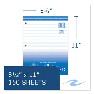 Loose Leaf Paper, 8.5 x 11, 3-Hole Punched, College Rule, White, 150 Sheets/Pack, 24 Packs/Carton, Ships in 4-6 Business Days