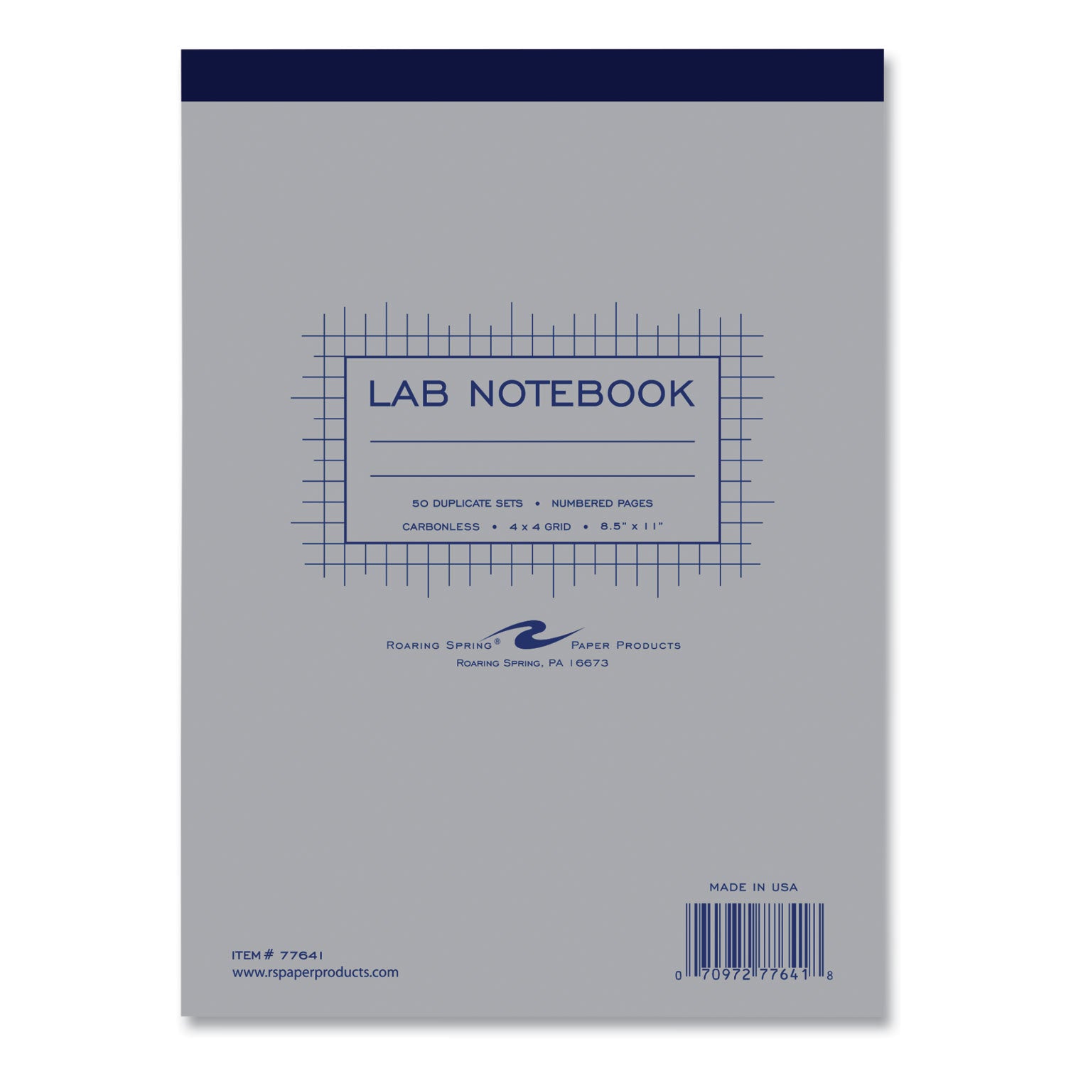 Lab and Science Carbonless Notebook, Quad Rule (4 sq/in), Gray Cover, (100) 8.5 x 11 Sheets, 24/CT,Ships in 4-6 Business Days
