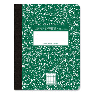 Hardcover Composition Book, Quadrille 5 sq/in Rule, Green Marble Cover, (100) 9.75 x 7.5 Sheet, 24/CT, Ships in 4-6 Bus Days