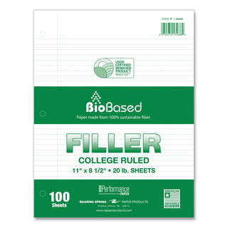 Filler Paper, 3-Hole, 8.5 x 11, College Rule, 100 Sheets/Pack, 24 Packs/Carton, Ships in 4-6 Business Days