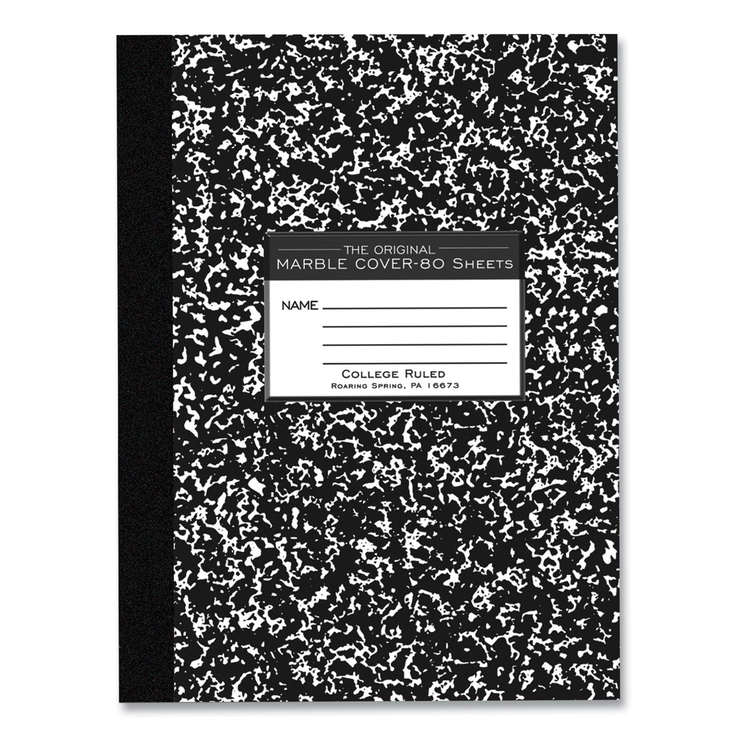 Flexible Cover Composition Book, Med/College Rule, Black Marble Cover, (80) 10.25 x 7.88 Sheet, 48/CT, Ships in 4-6 Bus Days