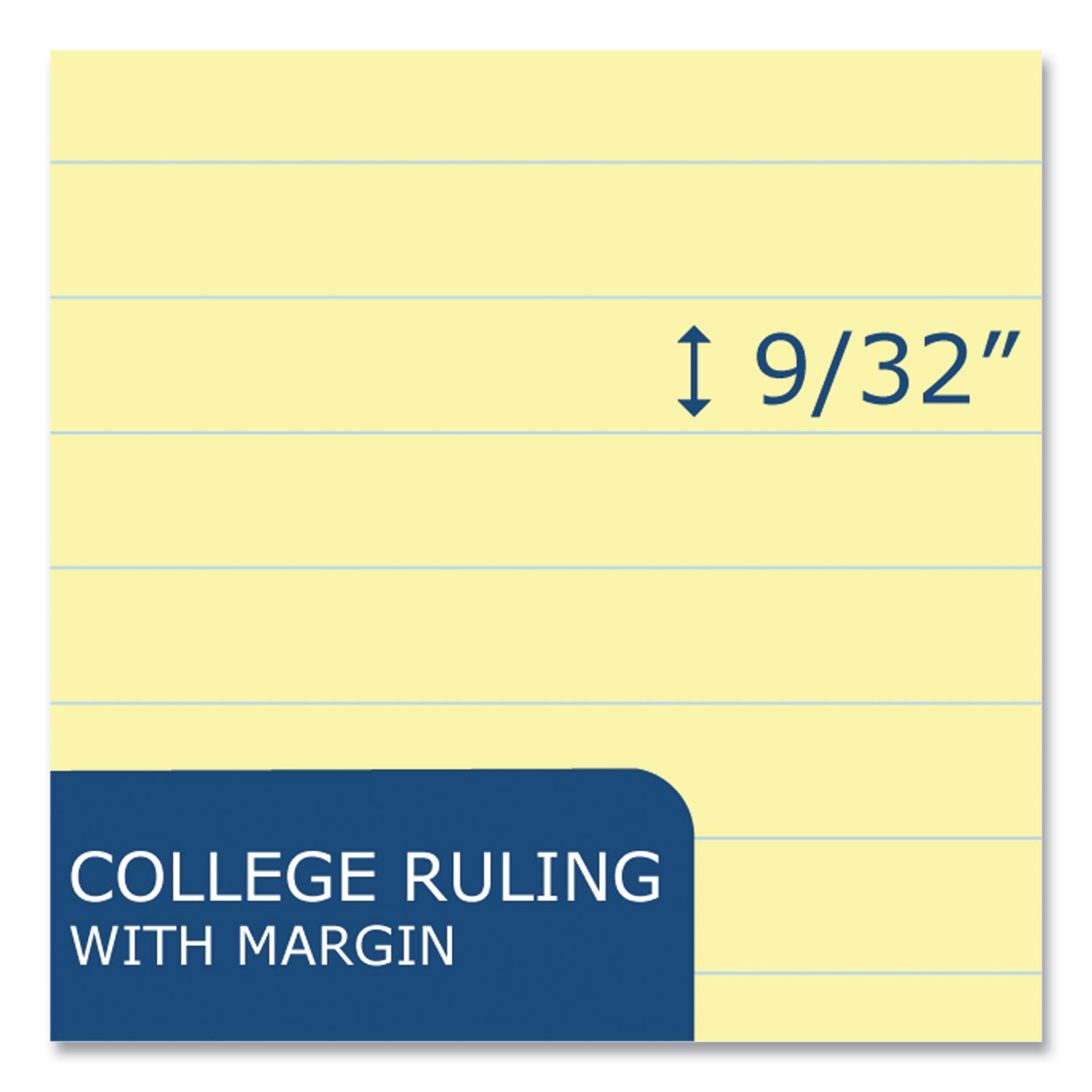 WIDE Landscape Format Writing Pad, Medium/College Rule, 40 Canary 11 x 9.5 Sheets, 18/Carton, Ships in 4-6 Business Days