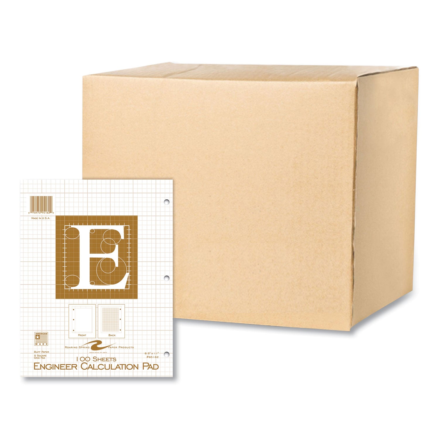 engineer-pad-quadrille-rule-5-sq-in-100-buff-85-x-11-sheets-24-carton-ships-in-4-6-business-days_roa95182cs - 1