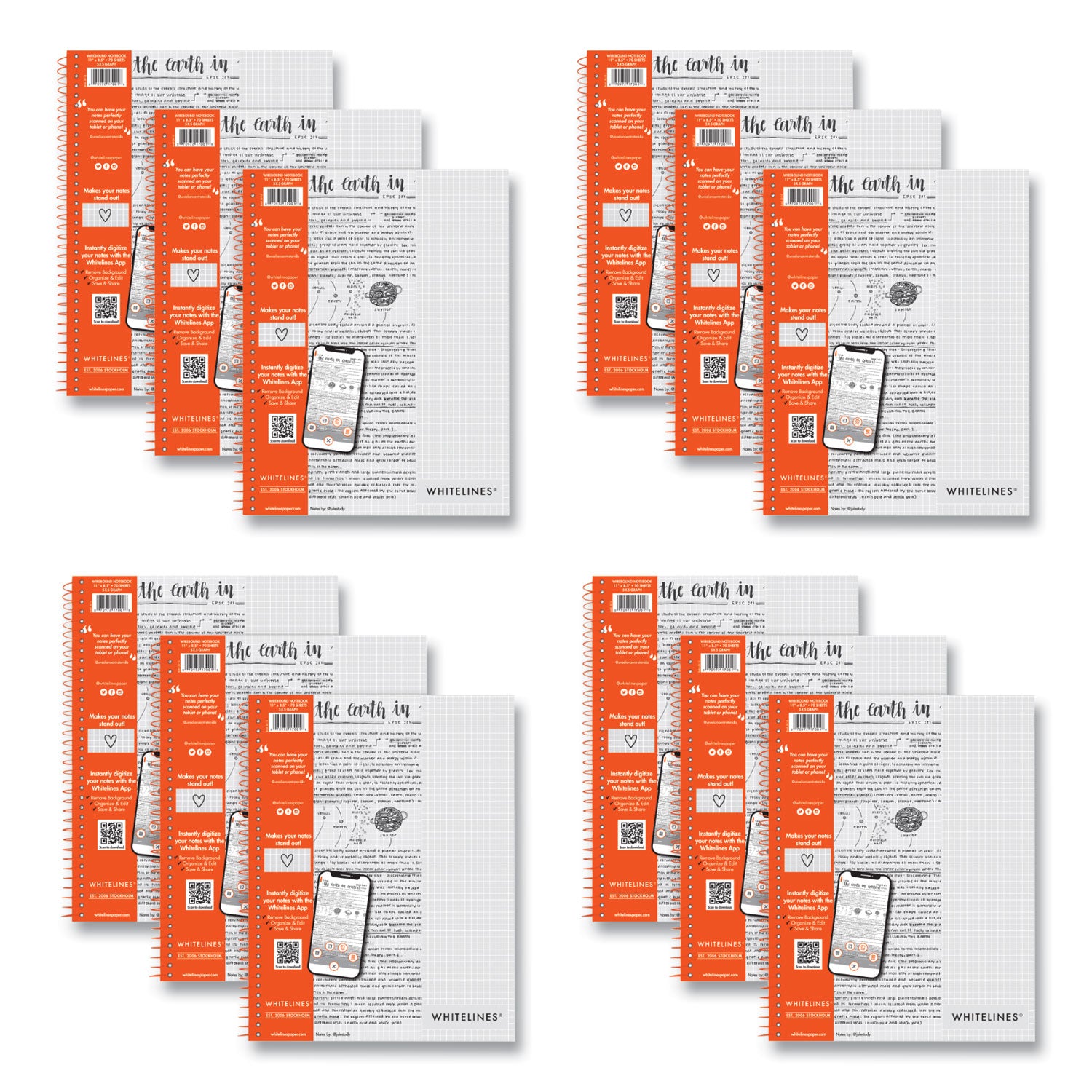 whitelines-notebook-quadrille-rule-5-sq-in-gray-orange-cover-70-11-x-85-sheets-12-ct-ships-in-4-6-business-days_roa17001cs - 1