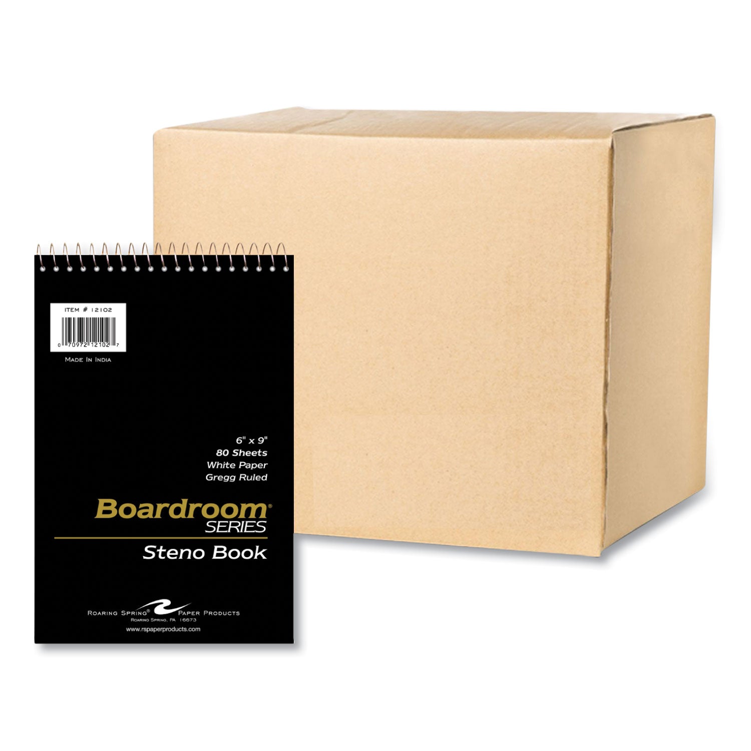 boardroom-series-steno-pad-gregg-rule-brown-cover-80-white-6-x-9-sheets-72-pads-carton-ships-in-4-6-business-days_roa12102cs - 1