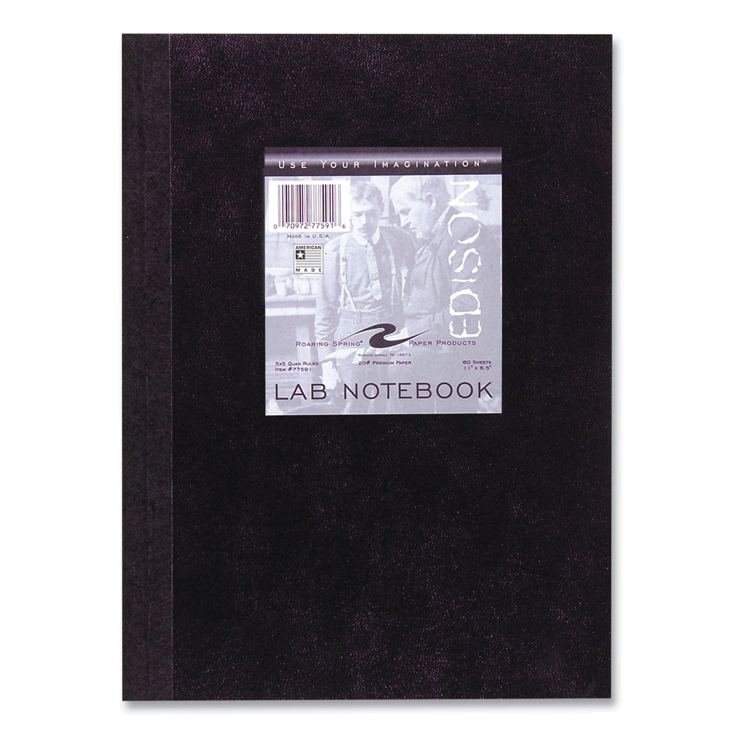 Lab and Science Black Notebook, Quad Rule (5 sq/in), Black Cover, (60) 11 x 8.5 Sheets, 24/Carton, Ships in 4-6 Business Days