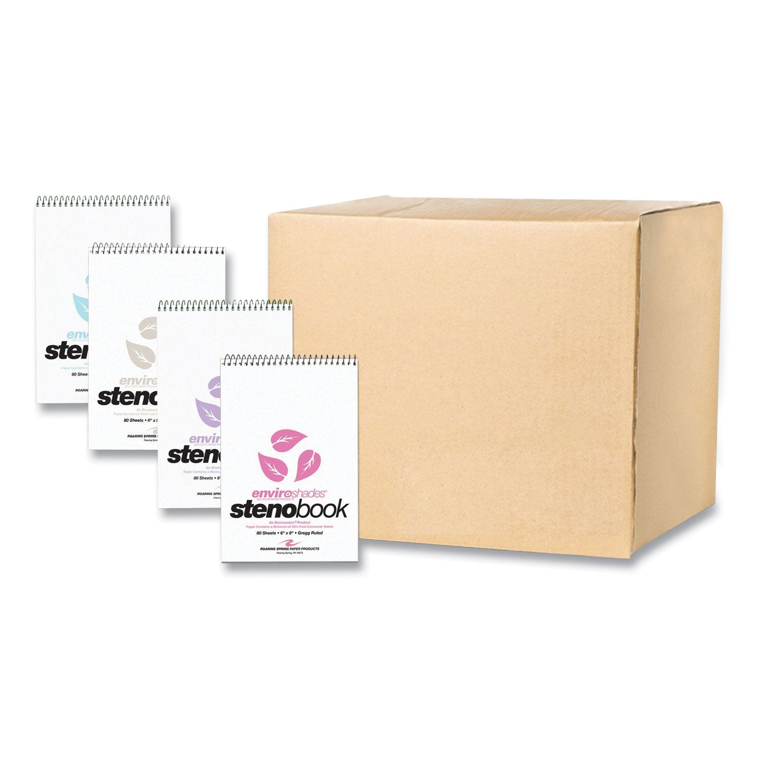 EnviroShades Steno Pad, Gregg Rule, White Cover, 80 Assorted Color 6 x 9 Sheets, 24 Pads/Carton, Ships in 4-6 Business Days