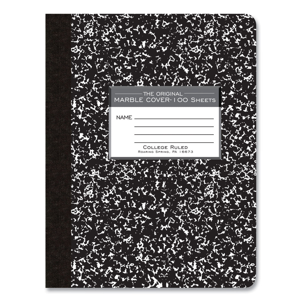 Hardcover Marble Composition Book, Med/College Rule, Black Marble Cover, (100) 9.75 x 7.5 Sheet, 24/CT, Ships in 4-6 Bus Days
