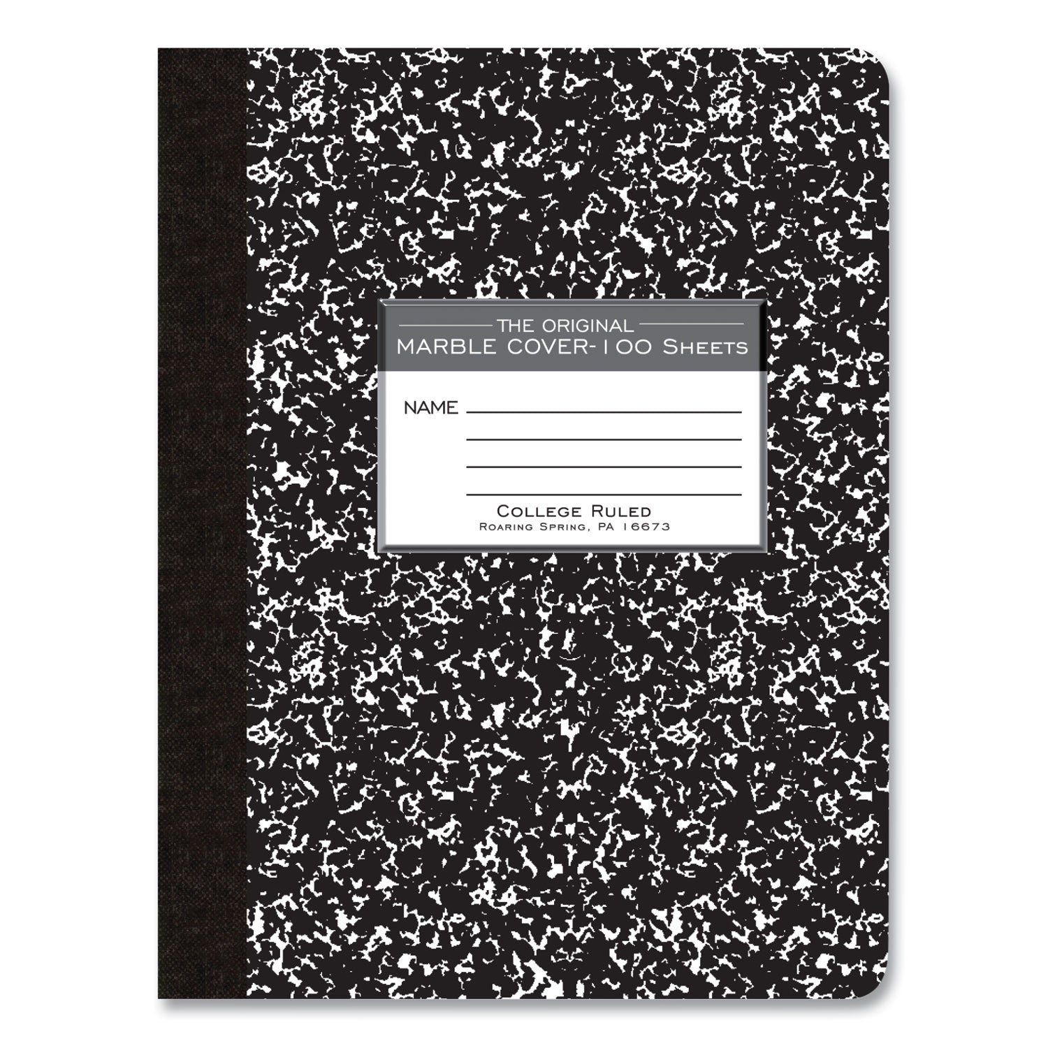 Hardcover Marble Composition Book, Med/College Rule, Black Marble Cover, (100) 9.75 x 7.5 Sheet, 24/CT, Ships in 4-6 Bus Days