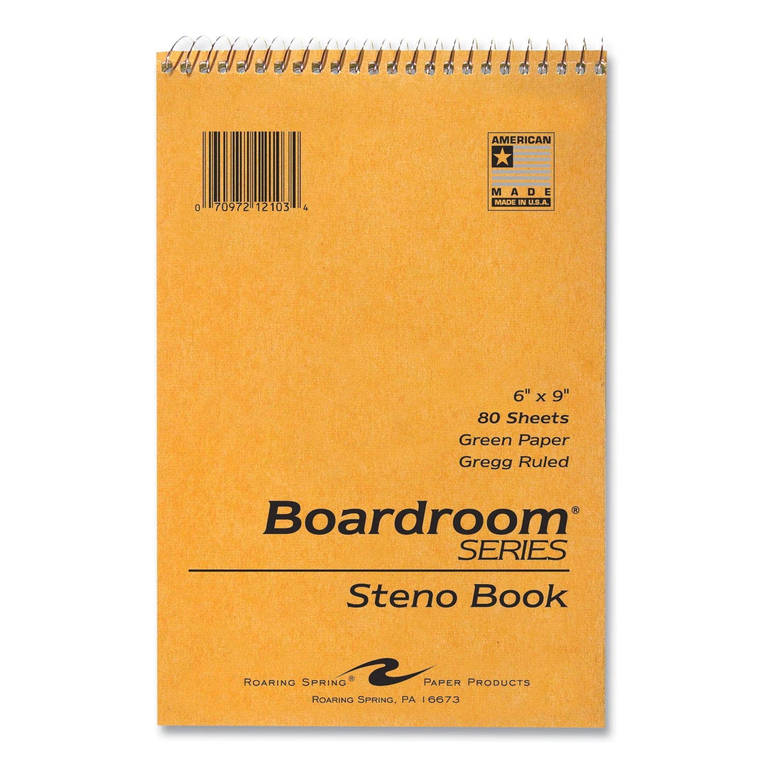 boardroom-series-steno-pad-gregg-ruled-brown-cover-80-green-6-x-9-sheets-72-pads-carton-ships-in-4-6-business-days_roa12103cs - 1