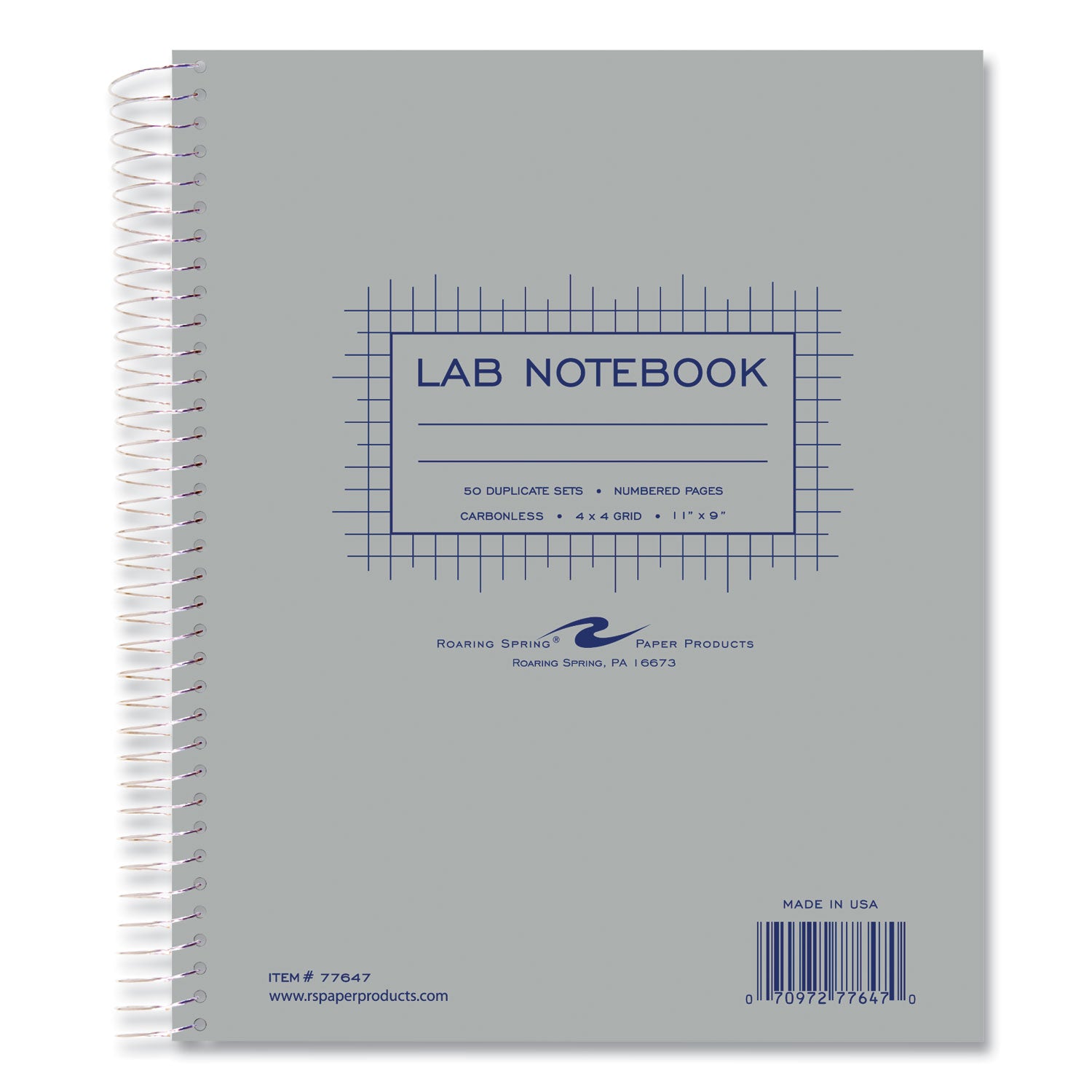 lab-and-science-carbonless-notebook-quad-rule-4-sq-in-gray-cover-100-11-x-9-sheets-12-ct-ships-in-4-6-business-days_roa77647cs - 2