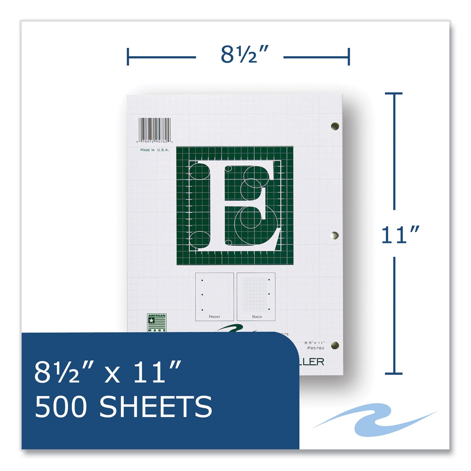 Engineer Filler Paper, 3-Hole, Frame Format/Quad Rule (5 sq/in, 1 sq/in) 500 Sheets/PK, 5/Carton, Ships in 4-6 Business Days