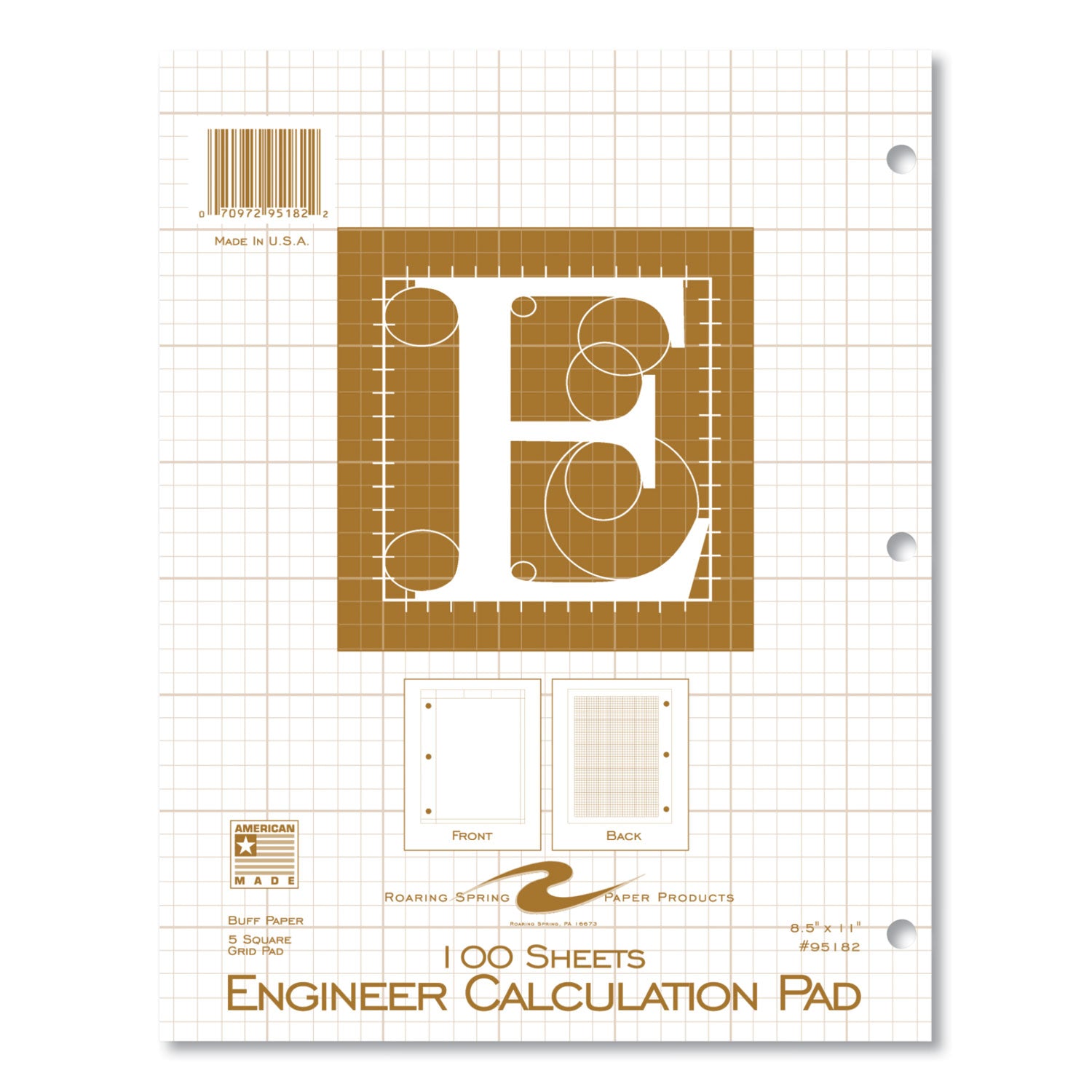 engineer-pad-quadrille-rule-5-sq-in-100-buff-85-x-11-sheets-24-carton-ships-in-4-6-business-days_roa95182cs - 2