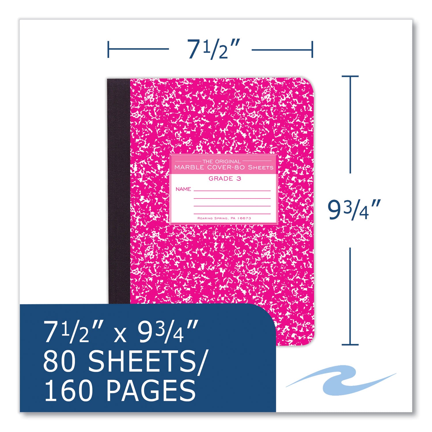 Ruled Composition Book, Grade 3 Manuscript Format, Magenta Marble Cover, (80) 9.75 x 7.5 Sheet, 48/CT, Ships in 4-6 Bus Days