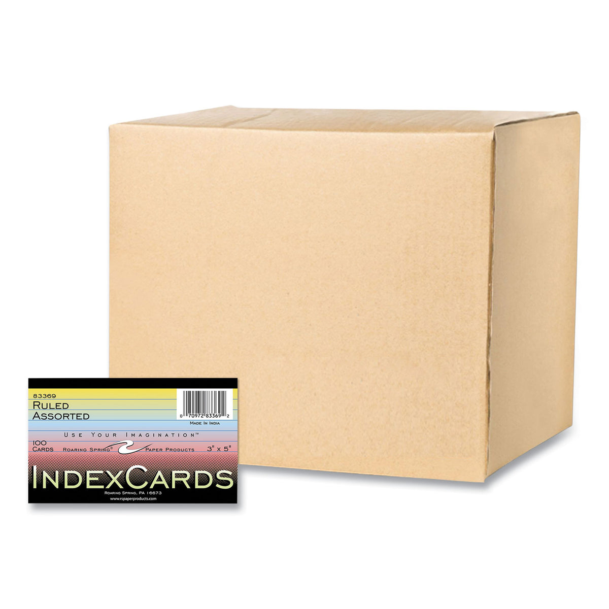 Colored Index Cards, 3 x 5, Assorted Colors, 100/Pack, 36 Packs/Carton, Ships in 4-6 Business Days
