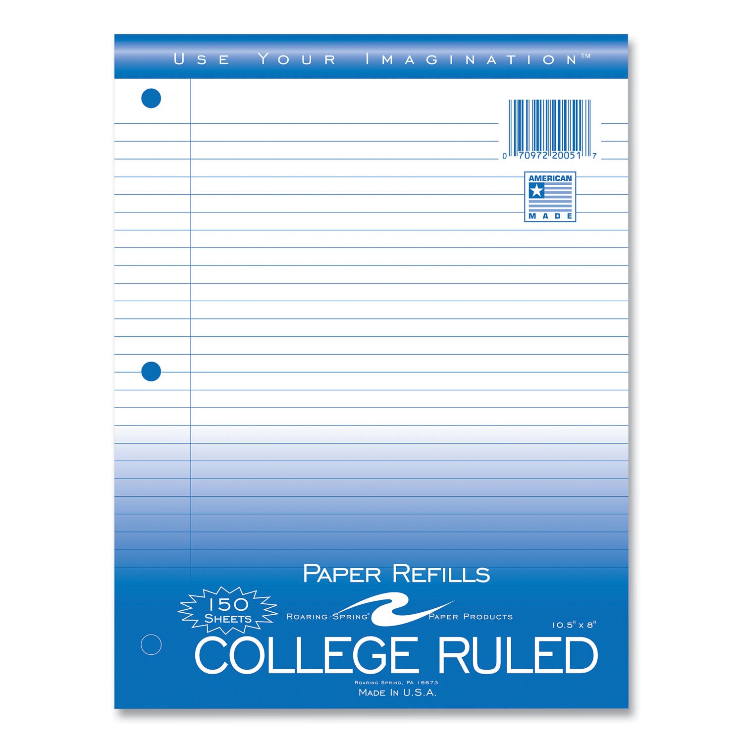Loose Leaf Paper, 8 x 10.5, 3-Hole Punched, College Rule, White, 150 Sheets/Pack, 24 Packs/Carton, Ships in 4-6 Business Days