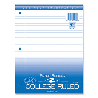 Loose Leaf Paper, 8 x 10.5, 3-Hole Punched, College Rule, White, 150 Sheets/Pack, 24 Packs/Carton, Ships in 4-6 Business Days