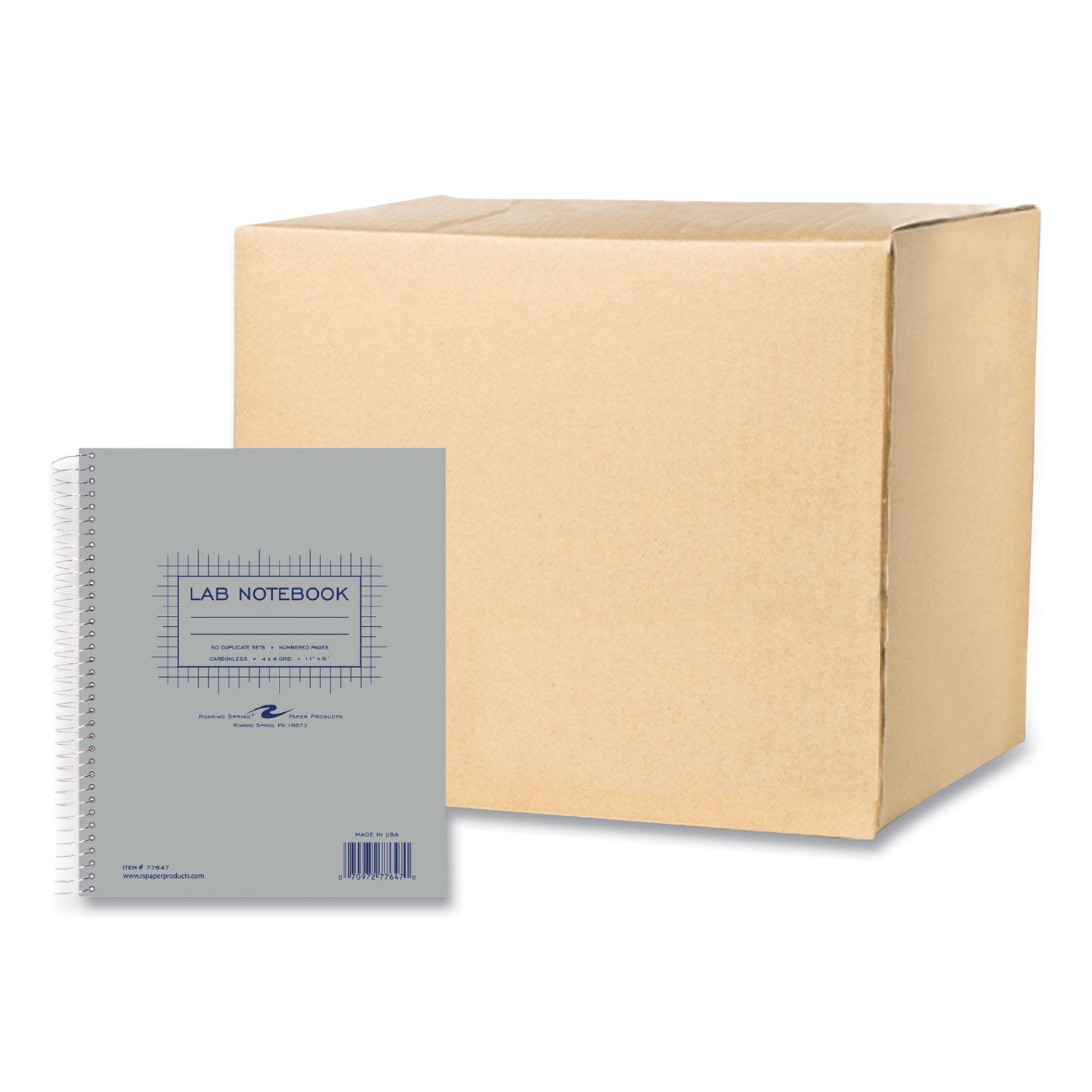 Lab and Science Carbonless Notebook, Quad Rule (4 sq/in), Gray Cover, (100) 11 x 9 Sheets, 12/CT, Ships in 4-6 Business Days