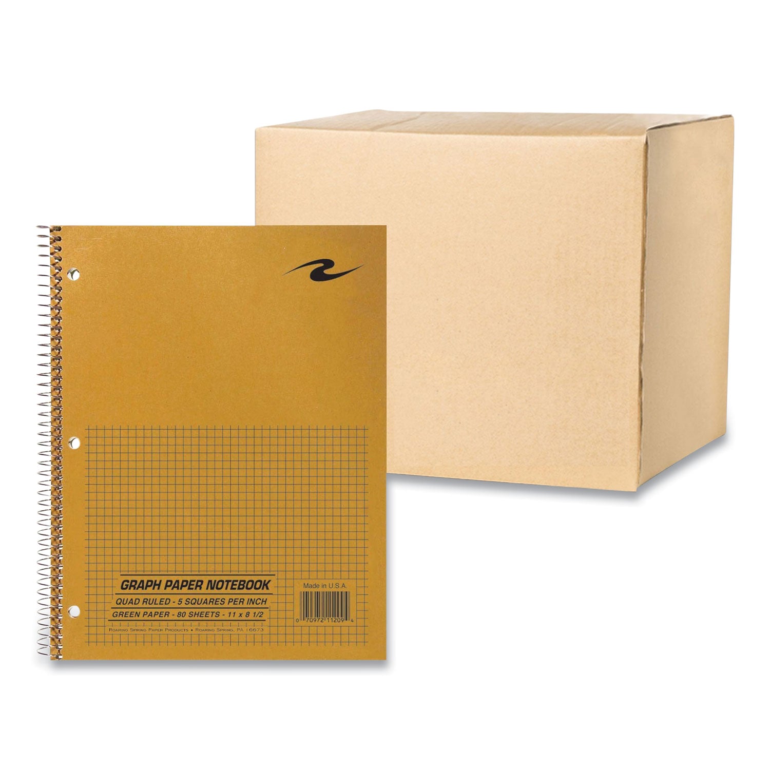 lab-and-science-wirebound-notebook-quadrille-rule-5-sq-in-brown-cover-80-85-x-11-sheets-24-ct-ships-in-4-6-bus-days_roa11209cs - 1
