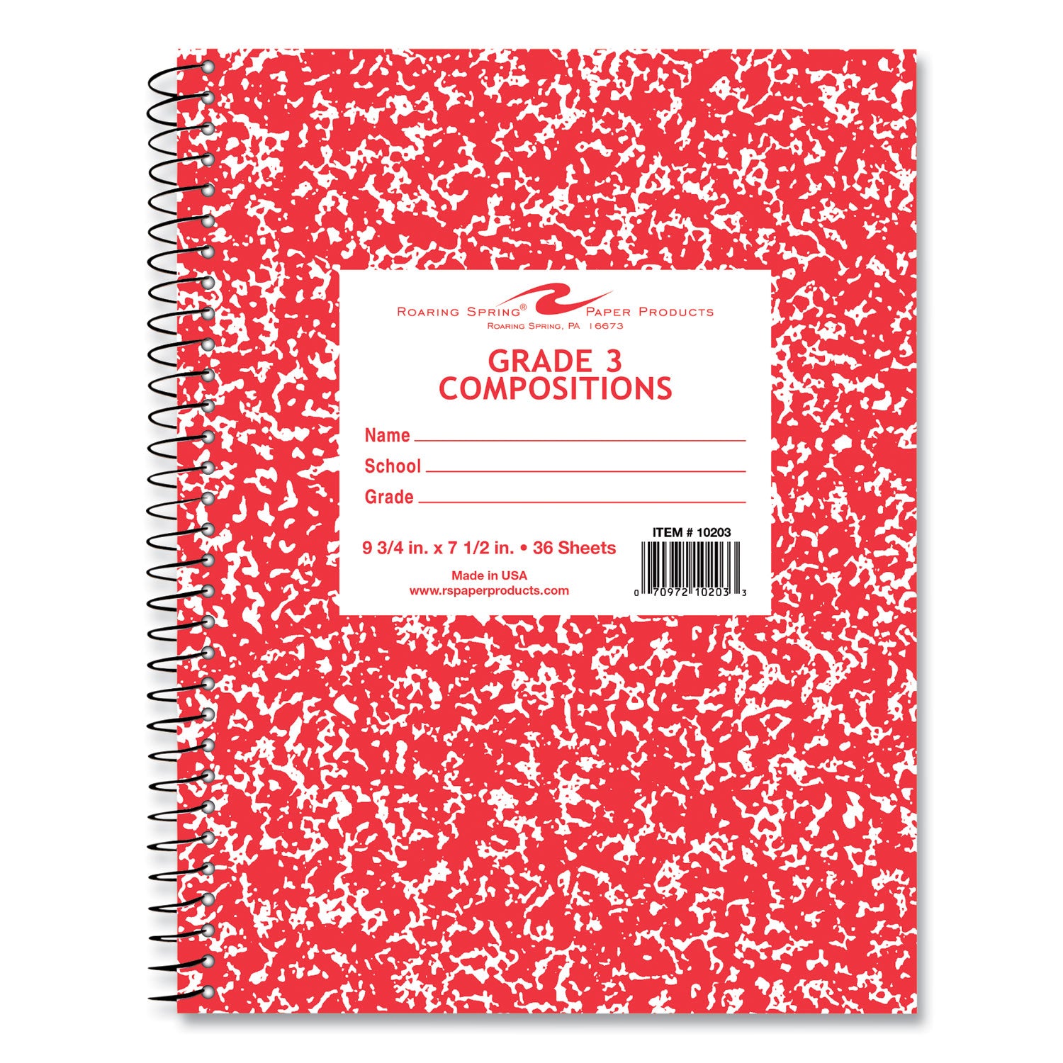 Wirebound Composition Book, 1 Sub, Grade 1 Manuscript Format, Red Cover, (36) 9.75 x 7.5 Sheet, 48/CT, Ships in 4-6 Bus Days