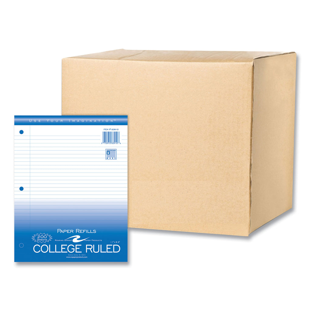 Loose Leaf Paper, 8.5 x 11, 3-Hole Punched, College Rule, White, 200 Sheets/Pack, 24 Packs/Carton, Ships in 4-6 Business Days