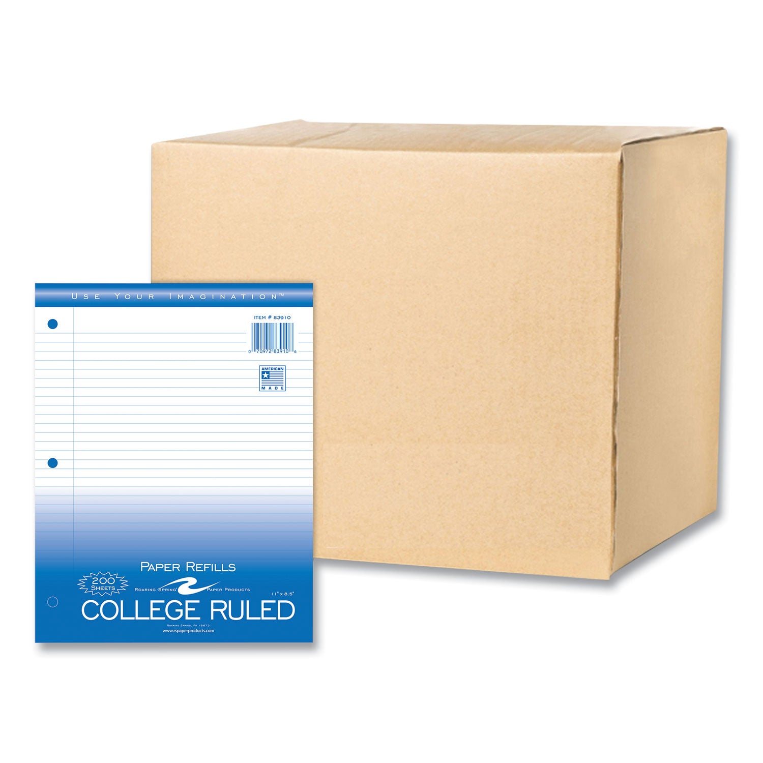 Loose Leaf Paper, 8.5 x 11, 3-Hole Punched, College Rule, White, 200 Sheets/Pack, 24 Packs/Carton, Ships in 4-6 Business Days