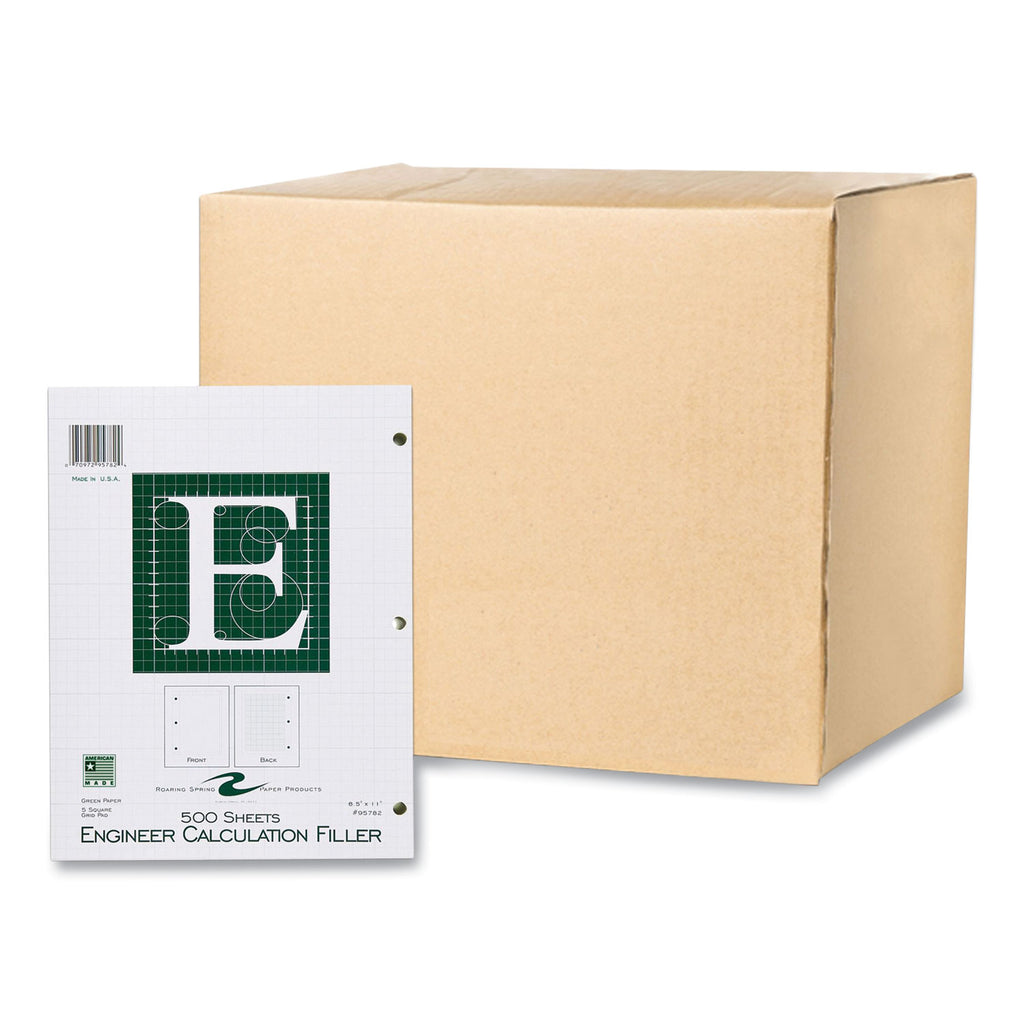 Engineer Filler Paper, 3-Hole, Frame Format/Quad Rule (5 sq/in, 1 sq/in) 500 Sheets/PK, 5/Carton, Ships in 4-6 Business Days