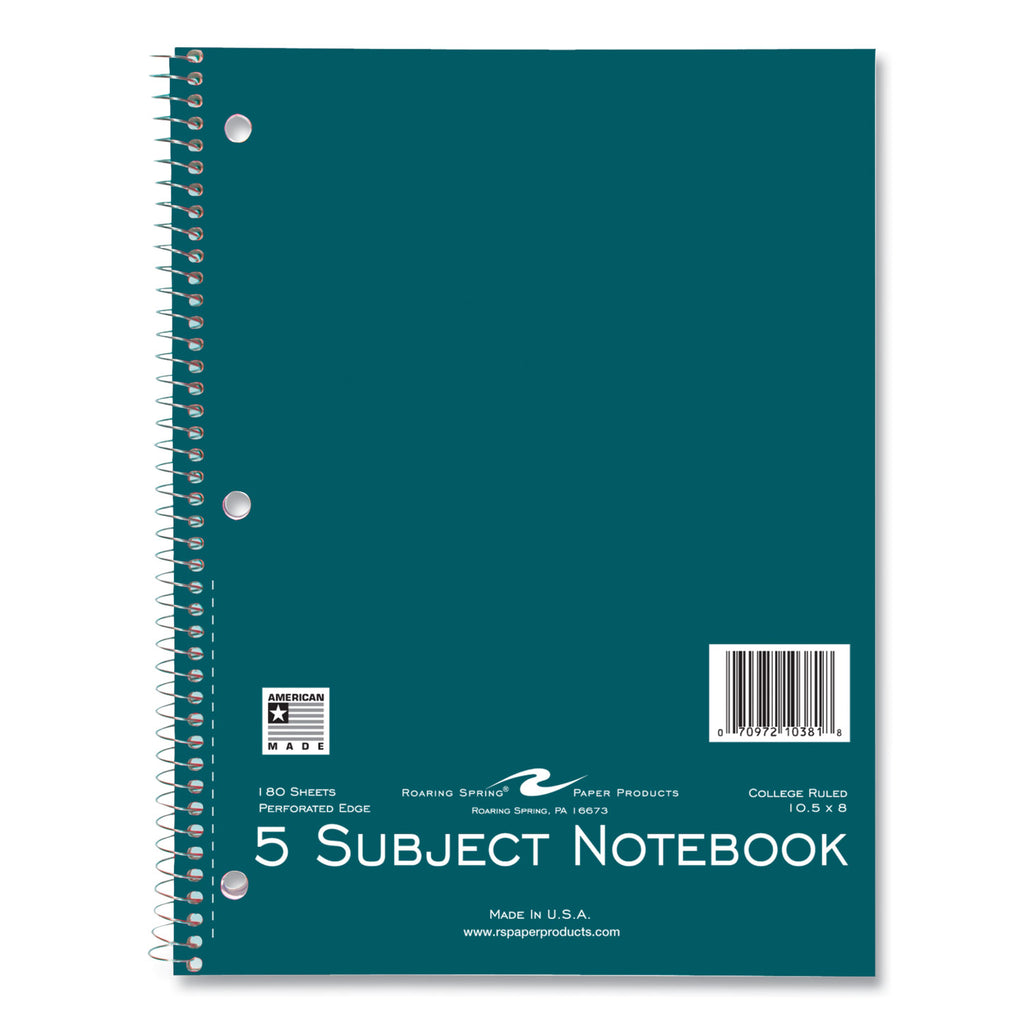 Subject Wirebound Notebook, 5-Subject, Medium/College Rule, Asst Cover, (180) 10.5 x 8 Sheets, 12/CT, Ships in 4-6 Bus Days