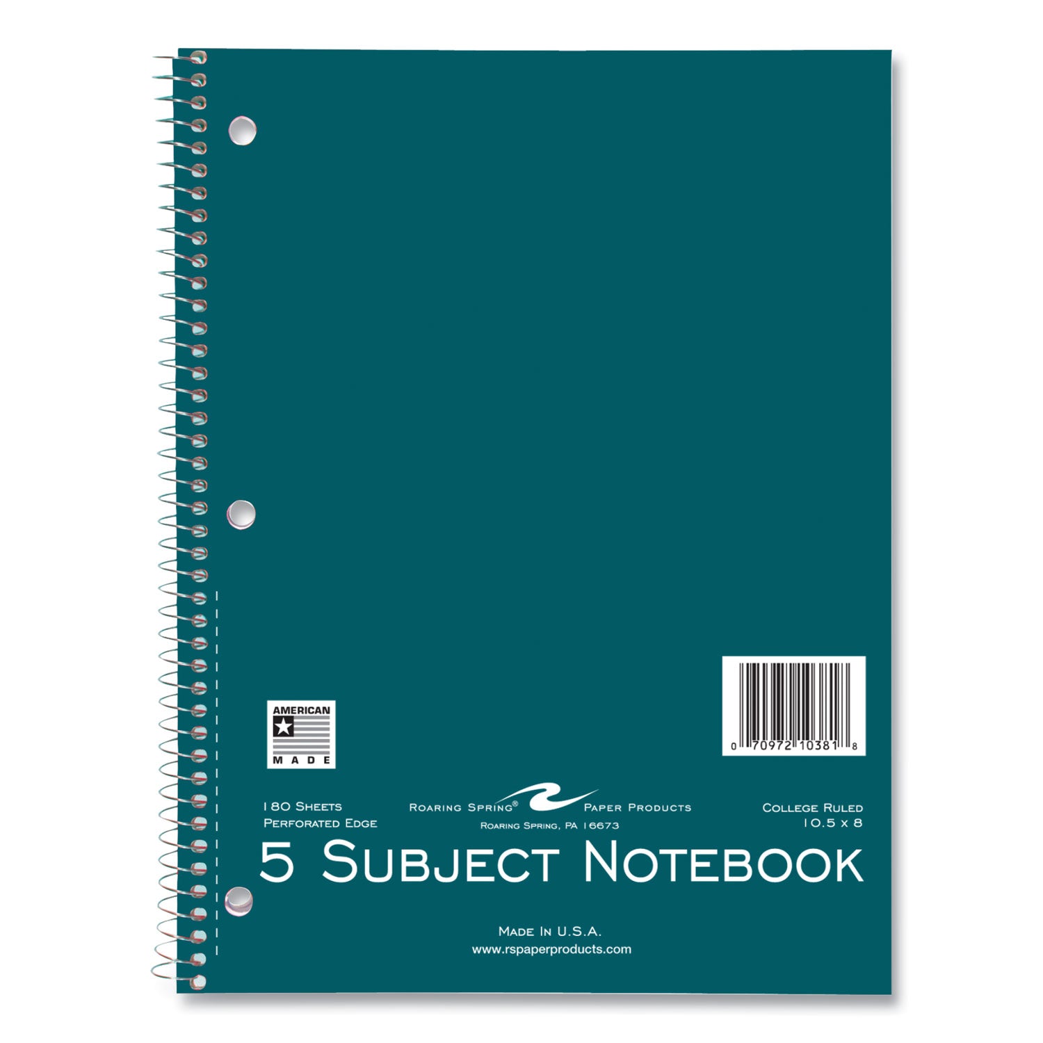 Subject Wirebound Notebook, 5-Subject, Medium/College Rule, Asst Cover, (180) 10.5 x 8 Sheets, 12/CT, Ships in 4-6 Bus Days
