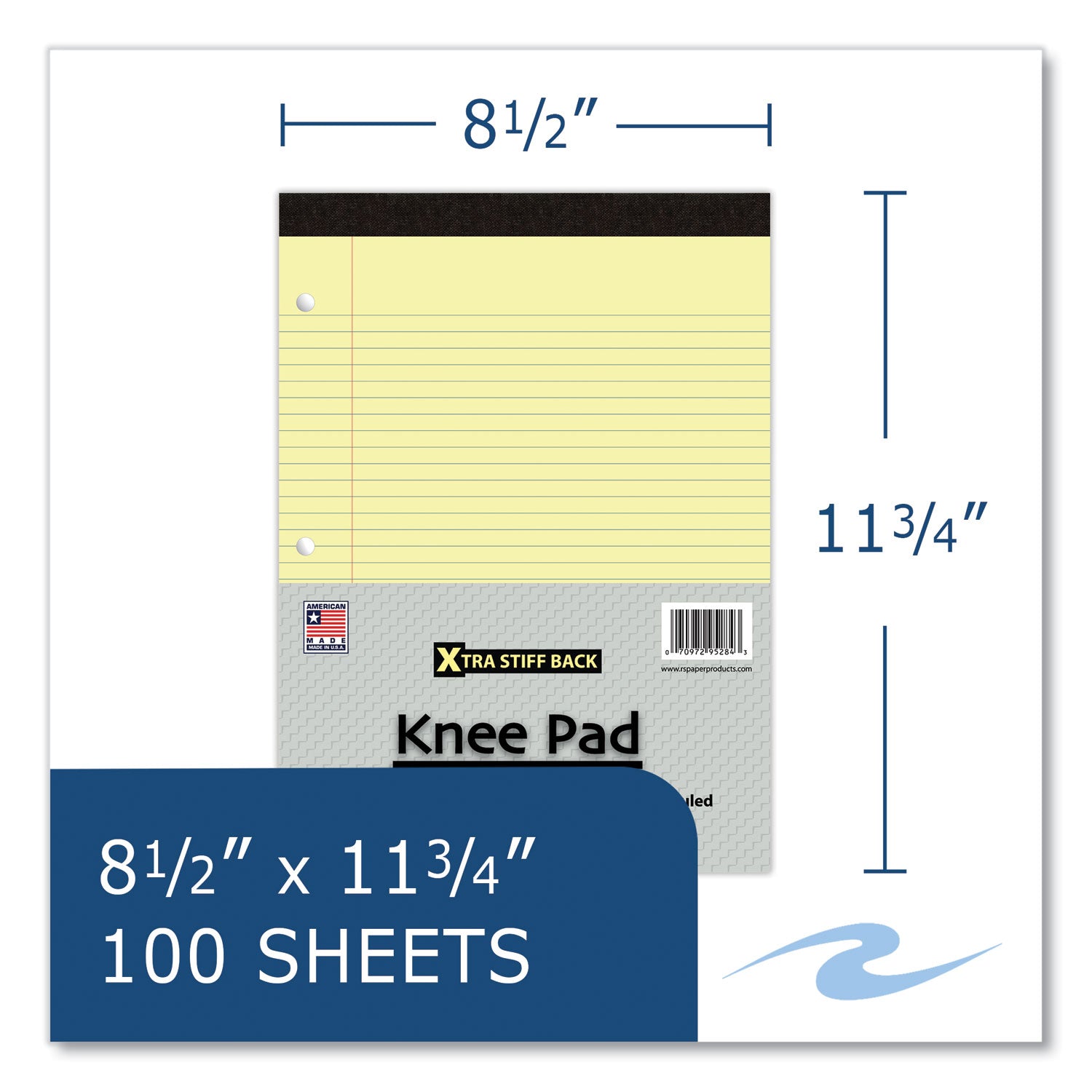 Stiff-Back Pad, Medium/College Rule, 100 Canary 8.5 x 11 Sheets, 36/Carton, Ships in 4-6 Business Days