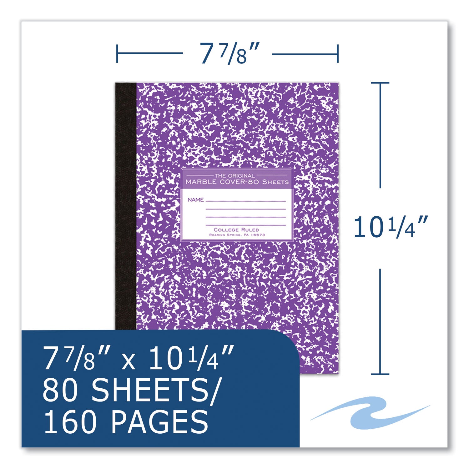 Flexible Cover Marble Composition Book, Med/College Rule, Asst Cover, (80) 10.25 x 7.88 Sheet, 48/CT, Ships in 4-6 Bus Days