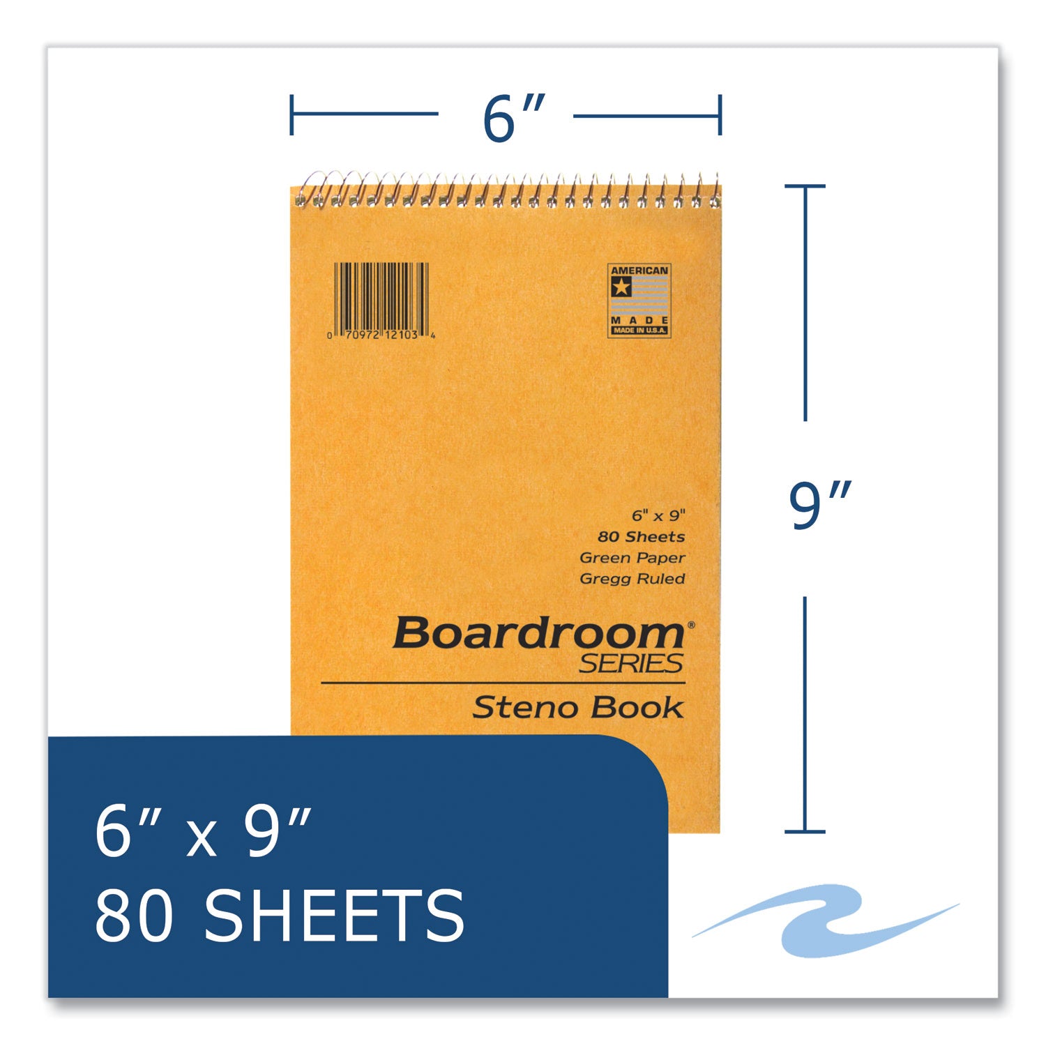 Boardroom Series Steno Pad, Gregg Ruled, Brown Cover, 80 Green 6 x 9 Sheets, 72 Pads/Carton, Ships in 4-6 Business Days