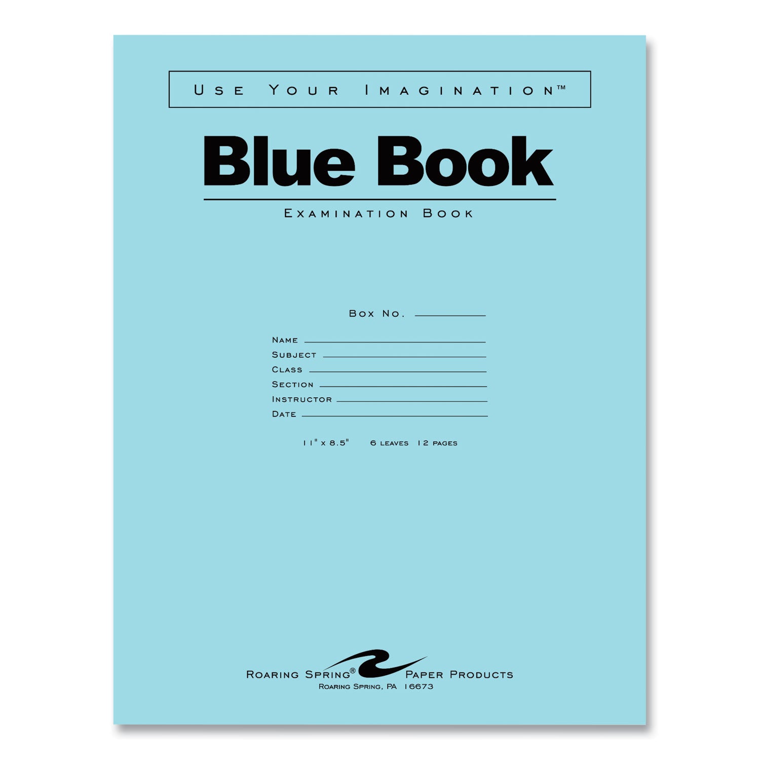 Examination Blue Book, Wide/Legal Rule, Blue Cover, (6) 11 x 8.5 Sheets, 500/Carton, Ships in 4-6 Business Days