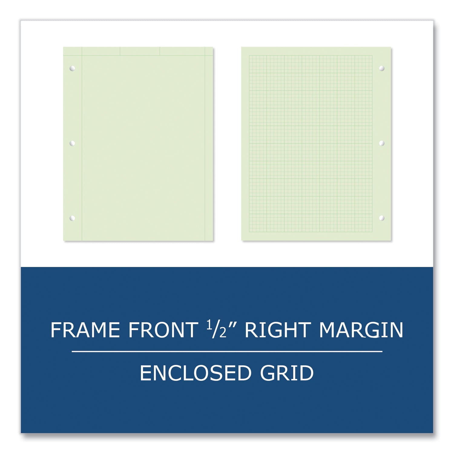 engineer-pad-05-margins-quad-rule-5-sq-in-1-sq-in-100-lt-green-85x11-sheets-pad-24-ct-ships-in-4-6-business-days_roa95382cs - 5