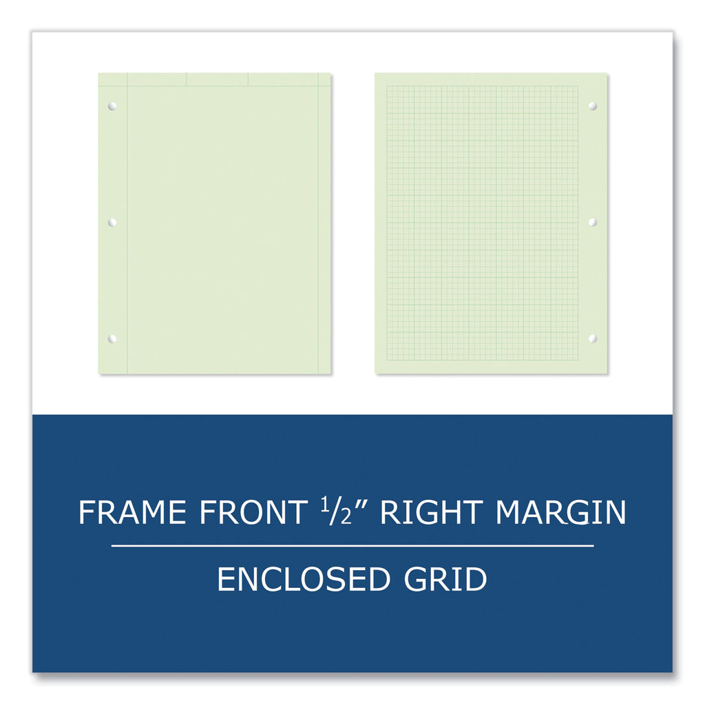 Engineer Pad, (0.5" Margins), Quad Rule (5 sq/in, 1 sq/in) 100 Lt Green 8.5x11 Sheets/Pad, 24/CT, Ships in 4-6 Business Days