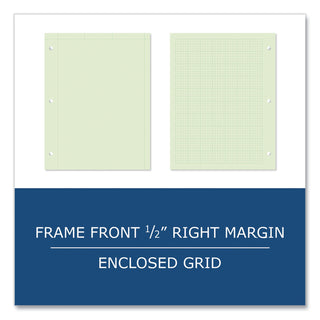 Engineer Pad, (0.5" Margins), Quad Rule (5 sq/in, 1 sq/in) 100 Lt Green 8.5x11 Sheets/Pad, 24/CT, Ships in 4-6 Business Days