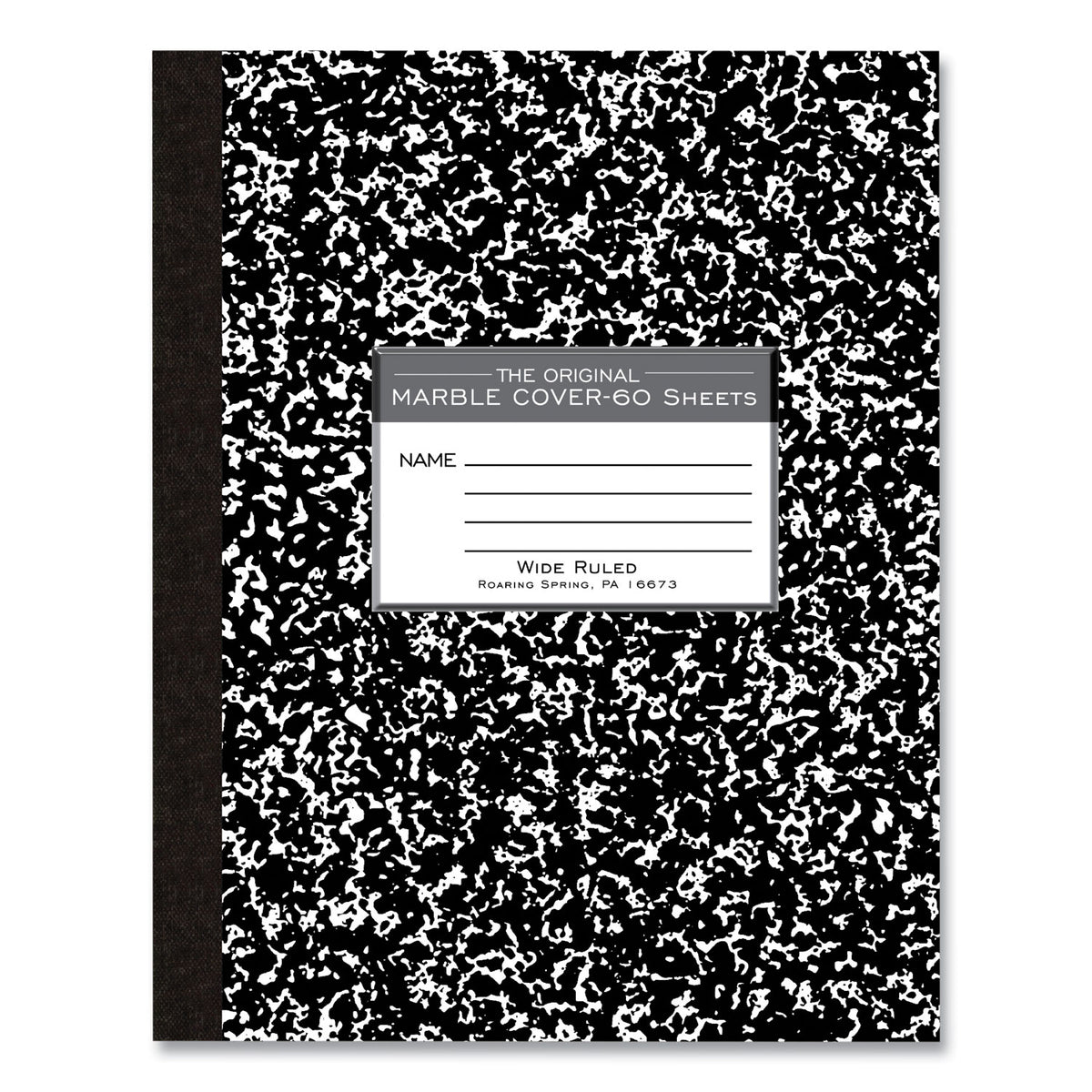Flexible Cover Composition Notebook, Wide/Legal Rule, Black Marble Cover, (60) 10 x 8 Sheet, 72/CT, Ships in 4-6 Bus Days