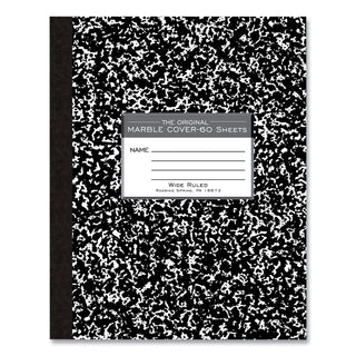 Flexible Cover Composition Notebook, Wide/Legal Rule, Black Marble Cover, (60) 10 x 8 Sheet, 72/CT, Ships in 4-6 Bus Days
