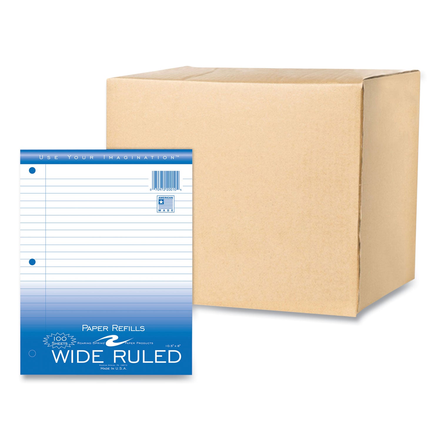 loose-leaf-paper-8-x-105-3-hole-punched-wide-rule-white-100-sheets-pack-48-packs-carton-ships-in-4-6-business-days_roa20010cs - 1
