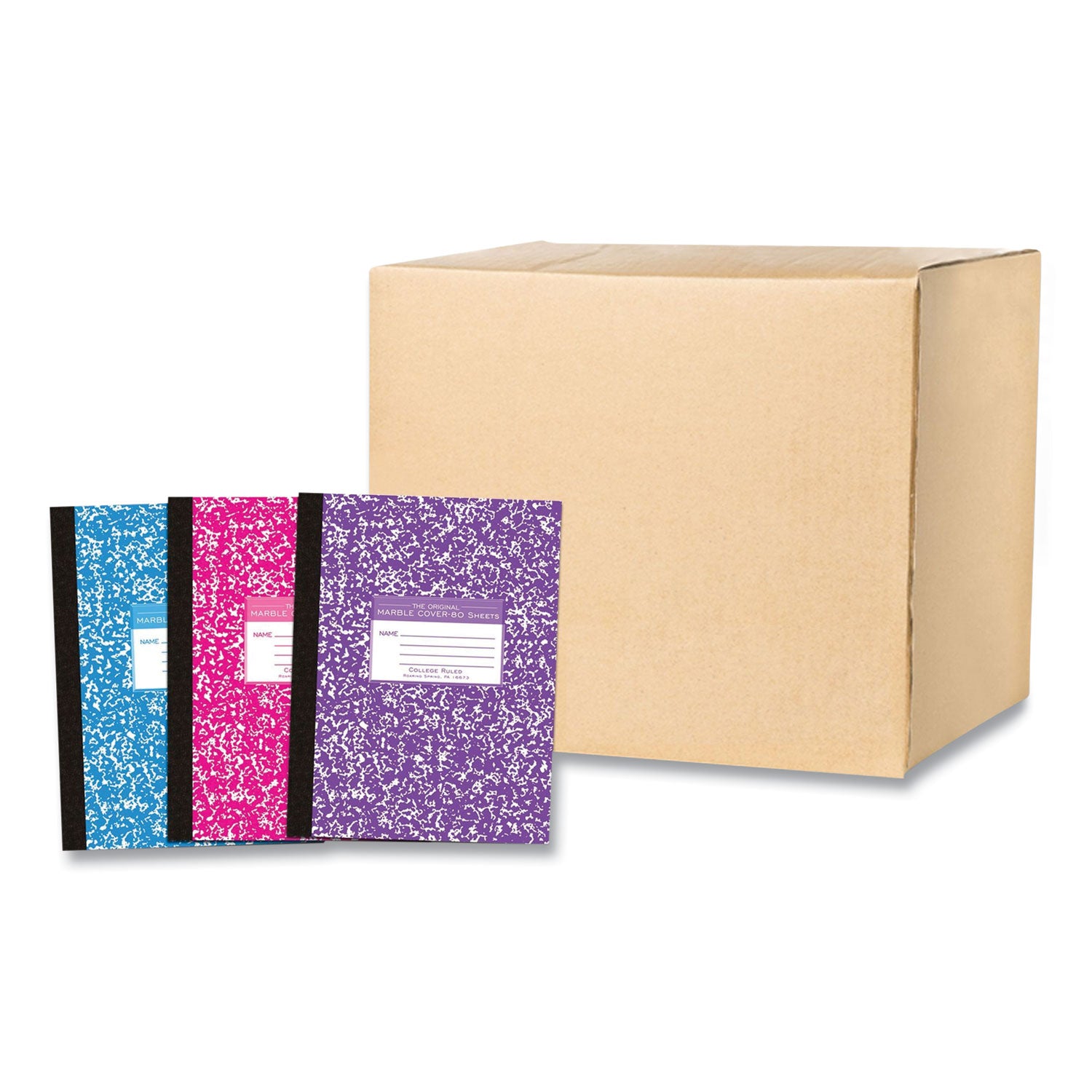 Flexible Cover Marble Composition Book, Med/College Rule, Asst Cover, (80) 10.25 x 7.88 Sheet, 48/CT, Ships in 4-6 Bus Days
