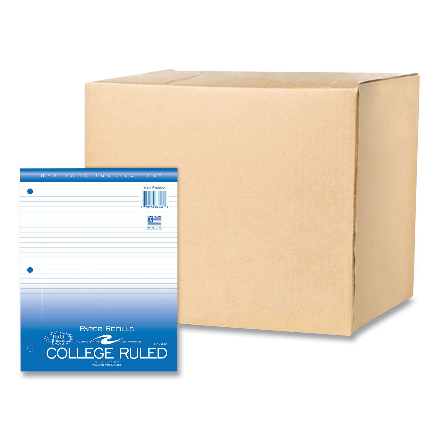 Loose Leaf Paper, 8.5 x 11, 3-Hole Punched, College Rule, White, 150 Sheets/Pack, 24 Packs/Carton, Ships in 4-6 Business Days