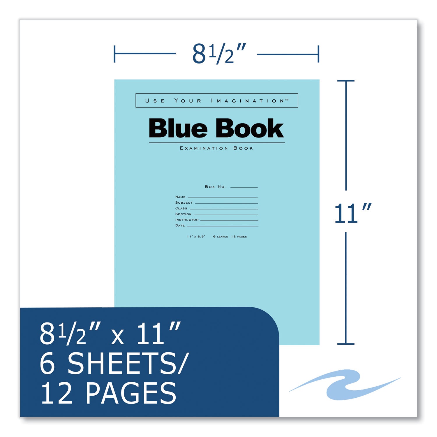 Examination Blue Book, Wide/Legal Rule, Blue Cover, (6) 11 x 8.5 Sheets, 500/Carton, Ships in 4-6 Business Days